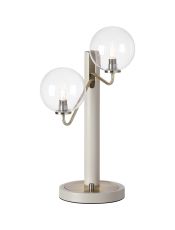 Novo Table Lamp Switched, 2 x G9, Painted Beige/Antique Brass/Clear Smooth Round Glass