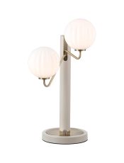 Novo Table Lamp Switched, 2 x G9, Painted Beige/Antique Brass/Opal Round Segment Glass