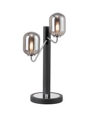 Novo Table Lamp Switched, 2 x G9, Graphite/Chrome/Smoke Smooth Tubular Glass