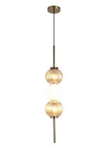 Gualtier 15cm Pendant, 3 x G9, Antique Brass/Amber/Opal Glass
