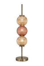 Gualtier Table Lamp, 3 x G9, Antique Brass/Amber/Blush Pink Glass