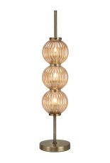 Gualtier Table Lamp, 3 x G9, Antique Brass/Amber Glass