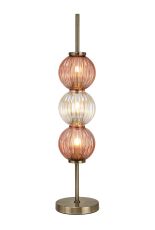 Gualtier Table Lamp, 3 x G9, Antique Brass/Light Iridescent/Blush Pink Glass