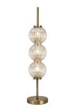 Gualtier Table Lamp, 3 x G9, Antique Brass/Light Iridescent Glass