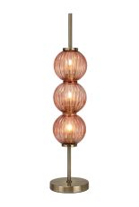 Gualtier Table Lamp, 3 x G9, Antique Brass/Blush Pink Glass