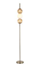 Gualtier Floor Lamp, 3 x G9, Antique Brass/Amber/Opal Glass