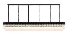 Vita 300 x 40cm Linear Pendant, 16 Light E14, Matt Black/Clear Sculpted Glass, Item Weight: 80kg