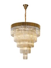 Vita 96cm 5 Tier 23 Light E14, Brass/Cognac Sculpted Glass Item Weight: 48kg