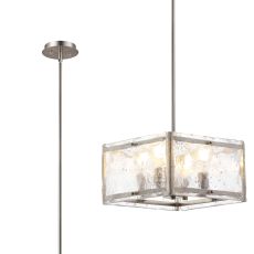 Arav Multi Height Pendant/Semi Flush, 4 Light E27, Satin Nickel