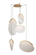 Oasis 90cm 5 Light Pendant, 65W LED, 3000K, 8180lm, Triac Dimmable, Gold, 3yrs Warranty
