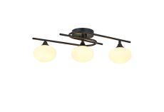 Fulgor Flush Ceiling, 3 Light G9, IP44, Satin Black/Opal Glass