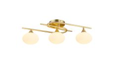 Fulgor Flush Ceiling, 3 Light G9, IP44, Satin Brass/Opal Glass