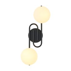 Fulgor Wall/Flush Light, 2 Light G9, IP44, Satin Black/Opal Glass