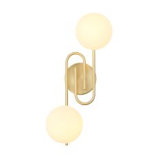 Fulgor Wall/Flush Light, 2 Light G9, IP44, Satin Brass/Opal Glass