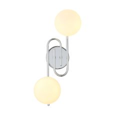 Fulgor Wall/Flush Light, 2 Light G9, IP44, Polished Chrome/Opal Glass