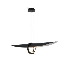 Orbita Loop Over Linear Triac Dimmable Pendant, 24W LED, 2700K, 2910lm, Walnut Wood/Black/White, 3yrs Warranty