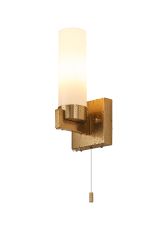 Alessandro Pull Switch Wall Light, 1 Light E14, IP44, Brass Gold/Opal Glass