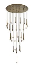 Giuseppe 95cm Antique Brass 32 Light G9 15 x 3m, 11 x 4m, 6 x 5m, Clear Cable, Round Multiple Pendant (FRAME ONLY), Item Weight: 24kg