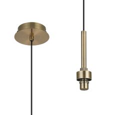 Giuseppe Antique Brass 1 Light G9 Universal 2m Drop Single Pendant With Flat Plate (FRAME ONLY), For A Vast Range Of Glass Shade