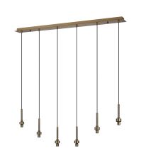 Giuseppe Antique Brass 6 Light G9 Universal 2m Drop Linear Pendant (FRAME ONLY), For A Vast Range Of Glass Shades
