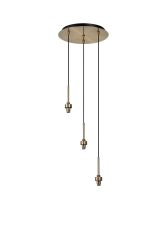 Giuseppe 30cm Antique Brass 3 Light G9 Universal 2m Drop Round Multiple Pendant (FRAME ONLY), For A Vast Range Of Glass Shades