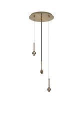 Giuseppe 30cm Antique Brass 3 Light G9 Universal 2m Drop Round Multiple Pendant (FRAME ONLY), For A Vast Range Of Glass Shades