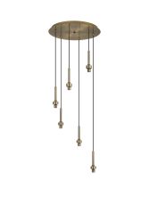 Giuseppe 40cm Antique Brass 6 Light G9 Universal 2.5m Round Multiple Pendant (FRAME ONLY), For A Vast Range Of Glass Shades