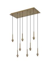 Giuseppe Antique Brass 8 Light G9 Universal 2m Drop Rectangle Multiple Pendant (FRAME ONLY), For A Vast Range Of Glass Shades