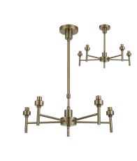 Giuseppe 50cm Antique Brass 5 Light G9 Universal Telescopic/Semi Flush (FRAME ONLY), For A Vast Range Of Glass Shades
