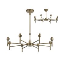 Giuseppe 70cm Antique Brass 8 Light G9 Universal Telescopic/Semi Flush (FRAME ONLY), For A Vast Range Of Glass Shades