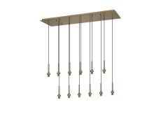 Giuseppe Antique Brass 12 Light G9 Universal 2m Drop Linear Pendant (FRAME ONLY), For A Vast Range Of Glass Shades