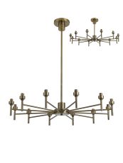Giuseppe 85cm Antique Brass 12 Light G9 Universal Telescopic/Semi Flush (FRAME ONLY), For A Vast Range Of Glass Shades