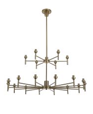 Giuseppe 105cm Antique Brass 20 Light G9 Universal Telescopic 2-Tier (FRAME ONLY), For A Vast Range Of Glass Shades