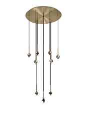 Giuseppe 50cm Antique Brass 9 Light G9 Universal 2.5m Round Multiple Pendant (FRAME ONLY), For A Vast Range Of Glass Shades