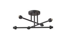 Giuseppe 52cm Satin Black 6 Light G9 Universal Crossed Arm Semi Flush Light (FRAME ONLY), For A Vast Range Of Glass Shades