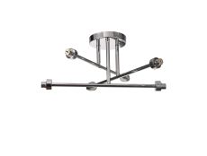 Giuseppe 52cm Polished Chrome 6 Light G9 Universal Crossed Arm Semi Flush Light (FRAME ONLY), For A Vast Range Of Glass Shades