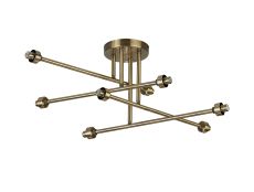 Giuseppe 68cm Antique Brass 8 Light G9 Universal Crossed Arm Semi Flush Light (FRAME ONLY), For A Vast Range Of Glass Shades
