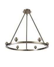 Giuseppe 60cm Antique Brass 6 Light Round G9 Universal Cartwheel Fixed Pendant (FRAME ONLY), For A Vast Range Of Glass Shades
