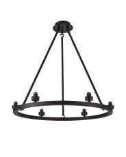Giuseppe 60cm Satin Black 6 Light Round G9 Universal Cartwheel Fixed Pendant (FRAME ONLY), For A Vast Range Of Glass Shades
