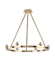 Giuseppe 60cm French Gold 6 Light Round G9 Universal Cartwheel Fixed Pendant (FRAME ONLY), For A Vast Range Of Glass Shades
