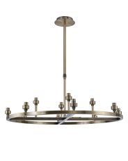 Giuseppe 80cm Antique Brass 8 + 4 Light Round G9 Universal Cartwheel Telescopic Light (FRAME ONLY), For A Vast Range Of Glass Shades