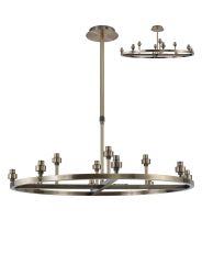 Giuseppe 80cm Antique Brass 8 + 4 Light Round G9 Universal Cartwheel Telescopic Light (FRAME ONLY), For A Vast Range Of Glass Shades