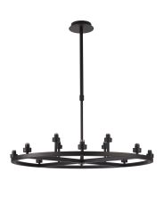 Giuseppe 80cm Satin Black 8 + 4 Light Round G9 Universal Cartwheel Telescopic Light (FRAME ONLY), For A Vast Range Of Glass Shades