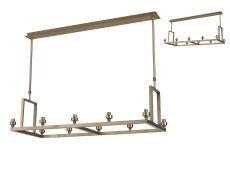 Giuseppe Antique Brass 10 Light Rectangle G9 Universal Linear Telescopic Light (FRAME ONLY), For A Vast Range Of Glass Shades