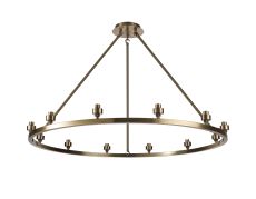 Giuseppe 95cm Antique Brass 12 Light Round G9 Universal Cartwheel Fixed Pendant (FRAME ONLY), For A Vast Range Of Glass Shades