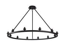 Giuseppe 95cm Satin Black 12 Light Round G9 Universal Cartwheel Fixed Pendant (FRAME ONLY), For A Vast Range Of Glass Shades
