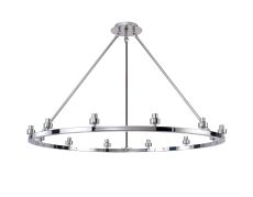 Giuseppe 95cm Polished Chrome 12 Light Round G9 Universal Cartwheel Fixed Pendant (FRAME ONLY), For A Vast Range Of Glass Shades