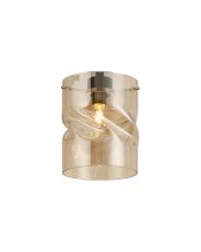 Giuseppe 12x15cm Twisted Cylinder (V) Cognac Glass Shade c/w Polished Chrome 3 Rod Suspension Plate (NOT SUITABLE FOR ALL FRAMES)