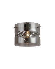 Giuseppe 15x12cm Twisted Cylinder (V) Smoke plated Glass Shade c/w Polished Chrome 3 Rod Suspension Plate (NOT SUITABLE FOR ALL FRAMES)