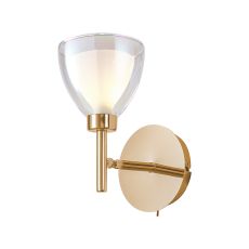Giuseppe Adjustable Switched Wall Lamp With Curved Cone Glass (U), 1 Light G9, French Gold/Iridescent/Opal